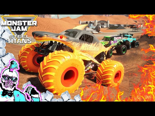 Monster Jam Steel Titans Video Game Fire and Ice Racing Championship #6