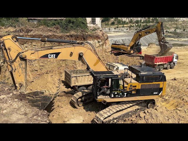 Caterpillar 365C & Caterpillar 385C Excavators Loading Trucks 4k - Ektor Epe