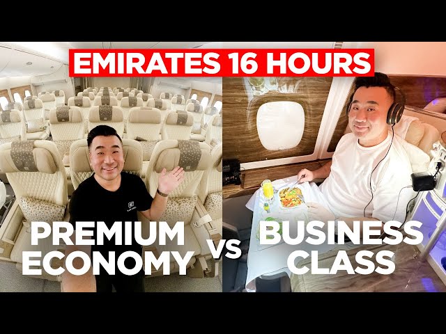 16 Hours in Emirates Premium Economy vs Business Class