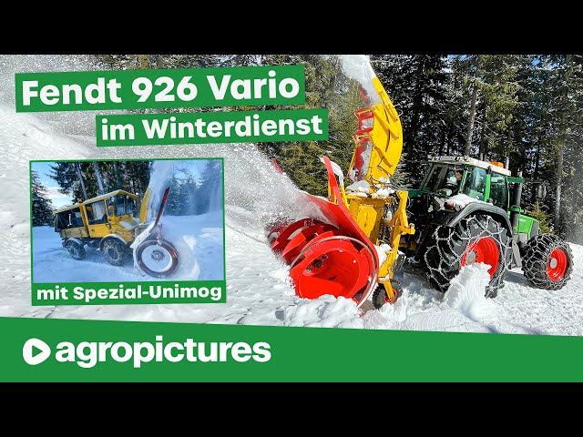 Fendt Favorit 926 Vario und Spezial Unimog mit Schneefräse im Winterdienst | Schneeräumen Österreich
