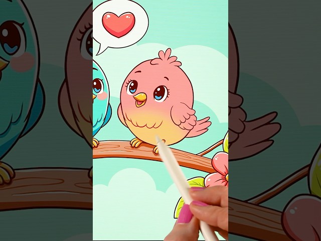 Draw Cute Love Birds on your iPad #howtodrawstepbystep #procreate