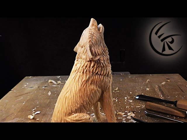 Woodcarving "Howling Wolf" ►► Timelapse