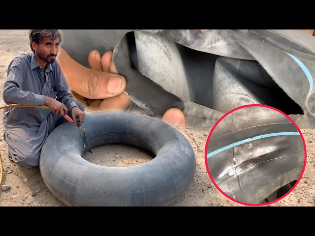 Truck Tire Inner Tube Burst Repair with Amazing Skills || How to Fix an Inner Tube Puncture