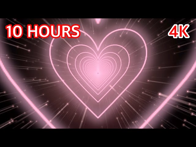 Pastel Pink Heart Tunnel💖Heart Background - Neon Lights Love Heart Tunnel loop [10 Hours]-4K
