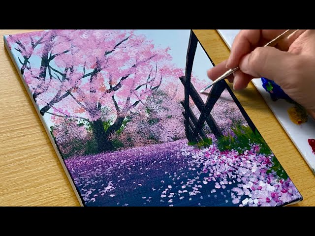 How to Paint Spring Scenery / Acrylic Painting for Beginners