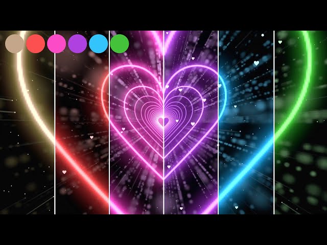 Heart Tunnel Background | Neon Heart Tunnel | Neon Lights Love Heart Tunnel Loop 3 Hours