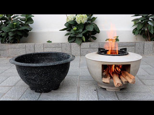 how to casst a cement stove with potted plants