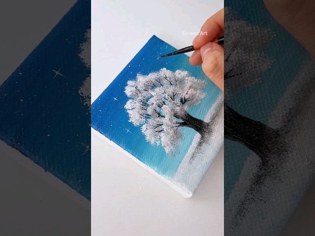 Have you ever seen a white tree?🌳   #acrylicpainting #asmr #satisfying #relaxing #아크릴화