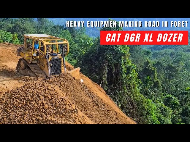 The CAT D6R XL Opening Forest Road, Dozer Working in Mountain