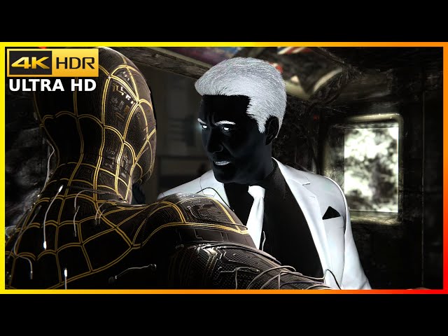 Spider-Man remastered PS5™ Mr Negative Train Fight - Spider Man No Way Home BLACK AND GOLD SUIT