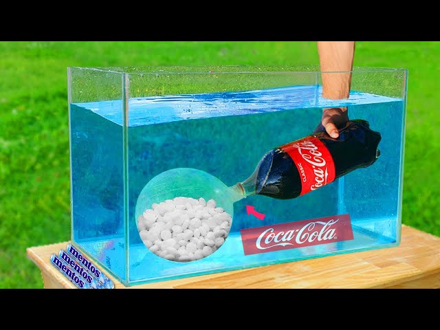 Experiment: Giant Mentos Balloon Put in Coca Cola Underwater