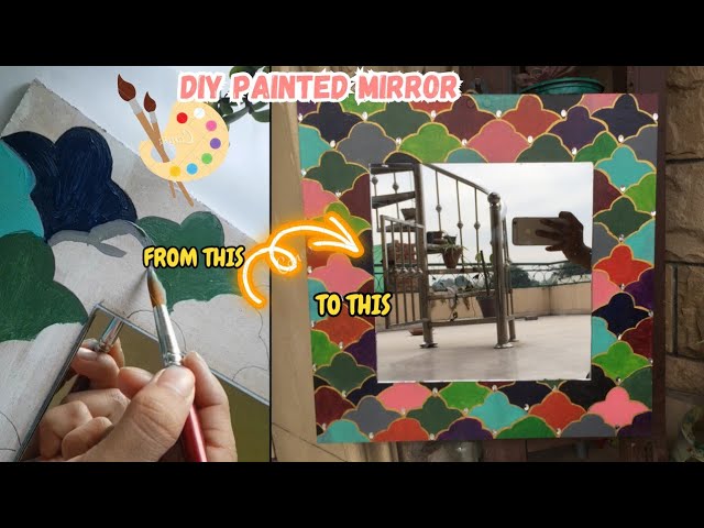 DIY Painted Mirror with Acrylic Paints 🎨| How to paint on a mirror step by step #art #painting