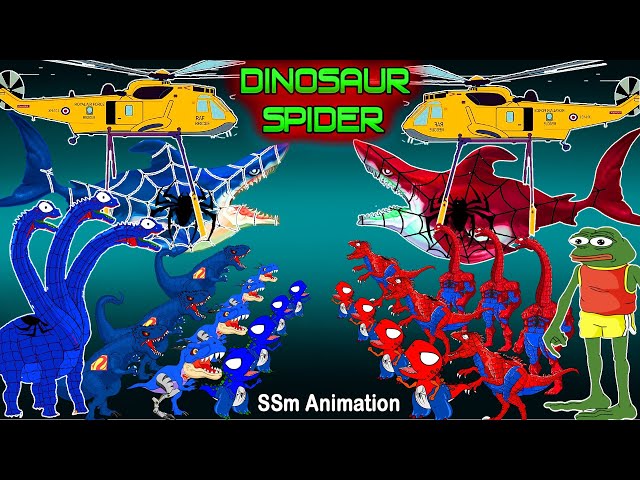 Team SPIDER DINOSAURS T-REX vs. Megalodon Shark Evolution Of GODZILLA | Jurassic World Cartoons 2024