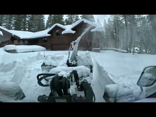 Bobcat Toolcat 5600 blowing 3 FEET of snow off a residential driveway near Tahoe, CA.