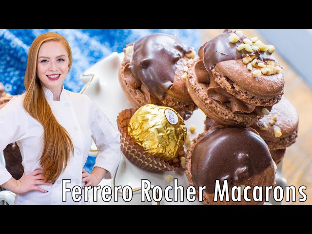 The BEST Ferrero Rocher Macarons Recipe!! Rich, Chocolate Cookies with Hazelnuts!!