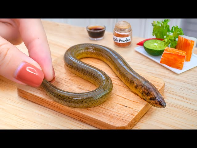 🐍 Eel Fishing With Eggs and Cooking Japanese Grilled Eel Rice in Miniature Kitchen 🍳 ASMR Cooking