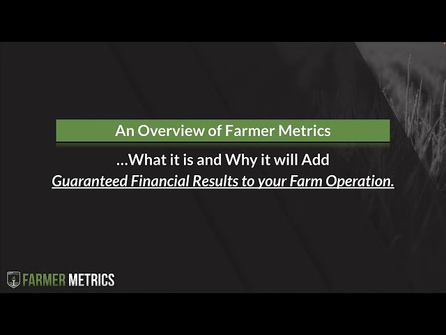 Training #1: Farmer Metrics and Cash Flow Strategy