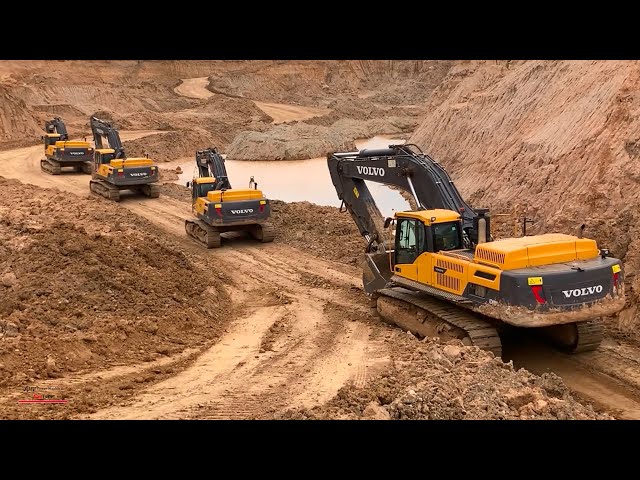 Wow Power Machines Dirt Loading Into Dump Trucks With Volvo EC380DL Excavator
