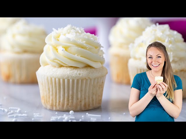 Fluffy and Light Cupcakes that are as White as Snow