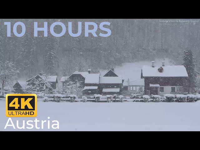 ❄ Snow Falling 10 Hours Relaxing Sounds for 😴 Sleep | Snowfall in Hallstatt village, Austria