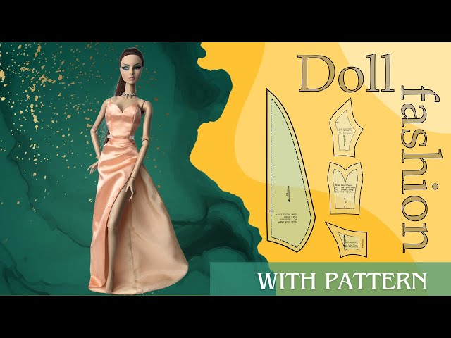 Coral Charm Couture❤️ Prom Dress for doll | DIY Miniature sewing tutorial with pattern | Barbie