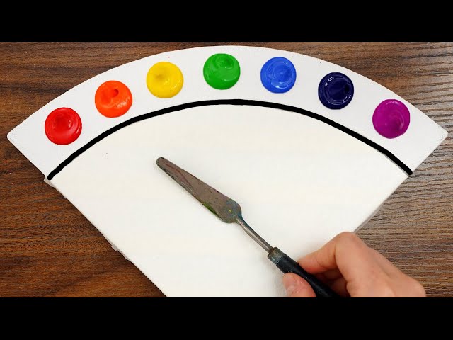 Easy Rainbow Colors Acrylic Painting Step By Step / Full Moon Painting Tutorial (1318)