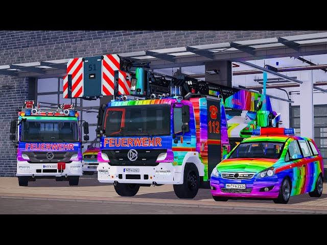 Rainbow Emergency Call 112 - München Fire Chief, Firefighters and Fire Brigade Truck on Duty! 4K