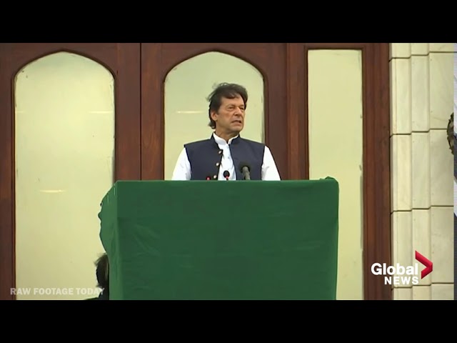 Pakistan Prime Minister Imran Khan gives speech and leads Kashmir demonstrations
