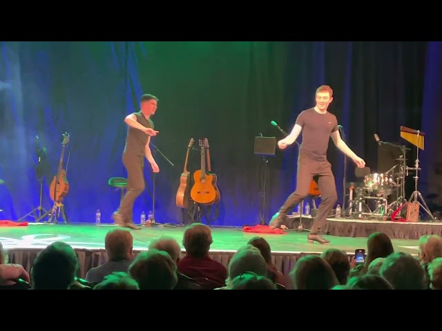 Two Irish men dancing to "Uptown Funk" at the "Trad on the Prom" show in Galway