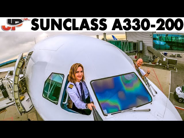 Sunclass Airbus A330 Cockpit to Crete + Go Around on Final Approach
