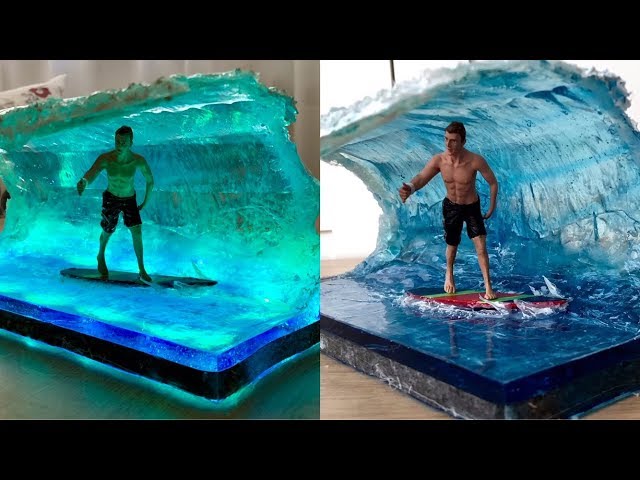 Resin Big Wave Surfer LED Lamp - DIY