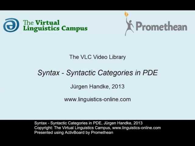 SYN101 - Syntactic Categories in PDE