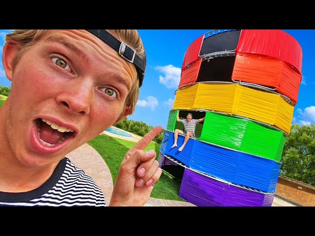 OVERNIGHT in 100 Layer Rainbow Duct Tape 6 Story HOUSE!