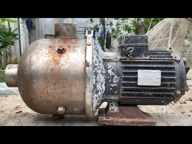 Restoration Of The Old Rusty 3 PHA Electric Water Pump // Complete Restore Of The Pump Motor