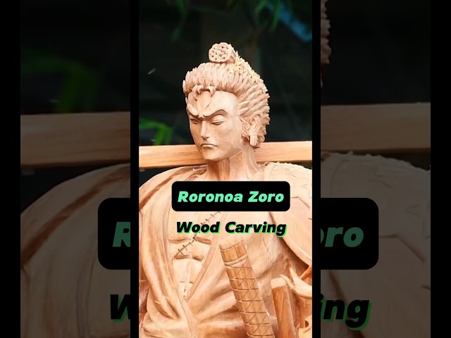 One Piece: Zoro - Wood Carving huge statue.  #woodcarving #onepiece #zoro