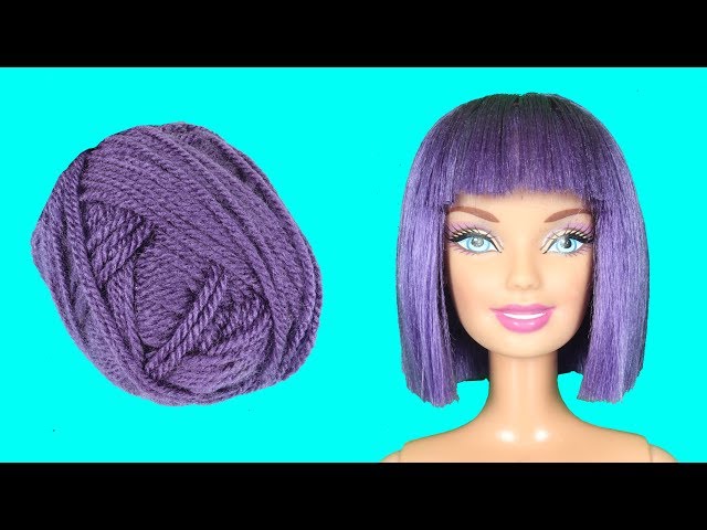 Eski Barbie Yenileme: Mor Renkli Küt Barbie Saçı Nasıl Yapılır? Kendin Yap DIY Barbie Hairstyles