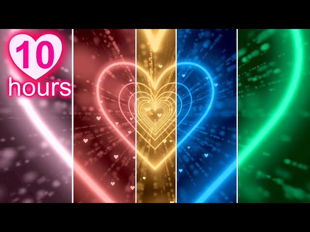 Color Changing💖Neon Lights Love Heart Tunnel  | Heart Background Video | Wallpaper Heart 10 hour