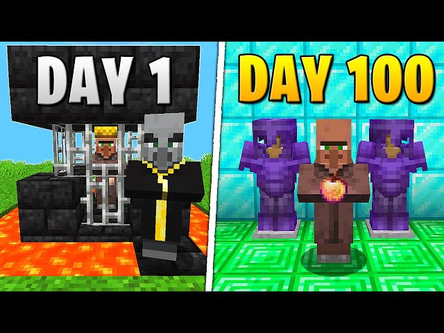 I Survived 100 Days as a VILLAGER in Hardcore Minecraft...