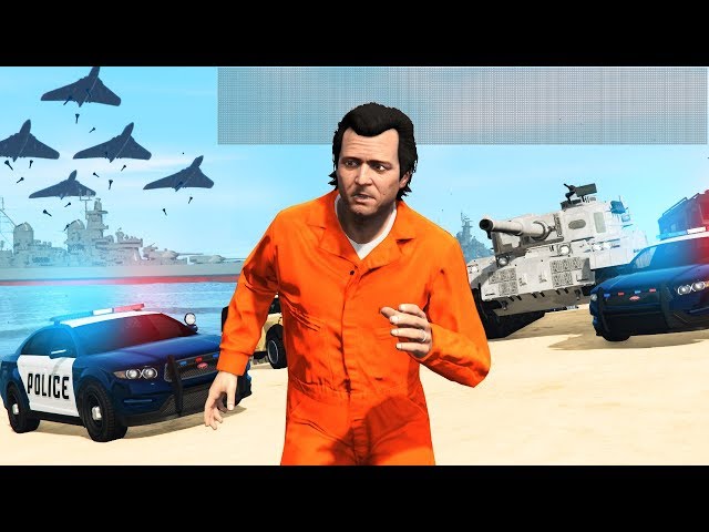 GTA 5 - 7,500 STAR WANTED LEVEL!! (Can We Escape?)