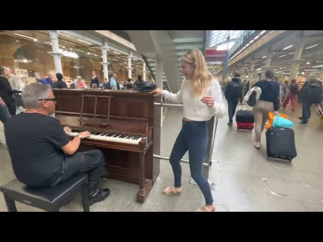 Blonde Girl Could Not Resist The Boogie Woogie