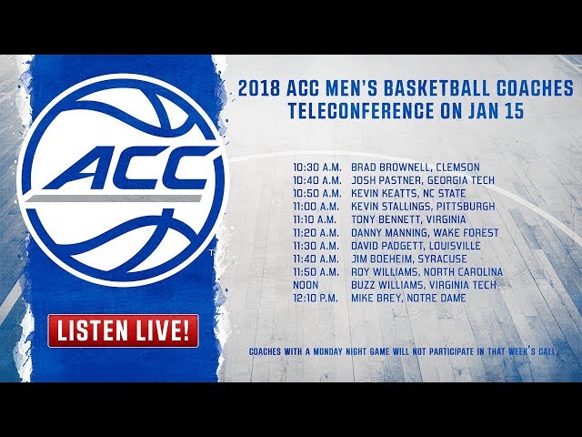 ACC Men's Basketball Coaches Teleconference - 1/15/18