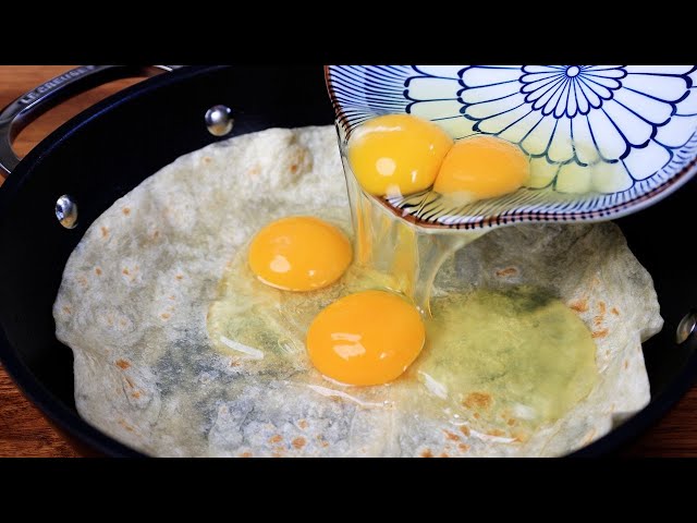 Pour 4 eggs on the tortilla and you'll be amazed at the results! Simple & delicious