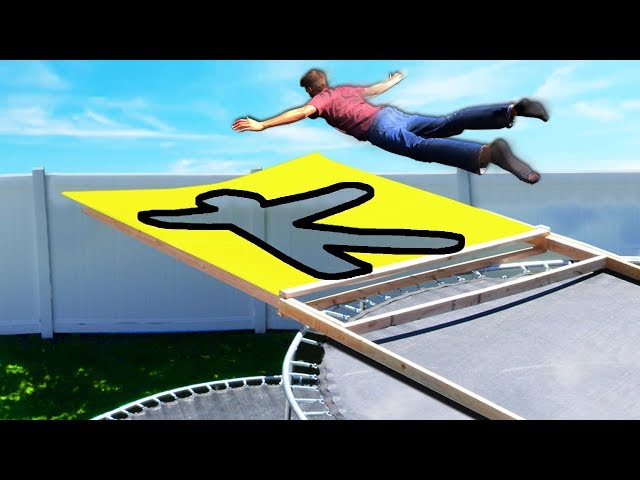 Jumping through Secret Shapes off our ROOF!! (Trampoline Park Challenge)