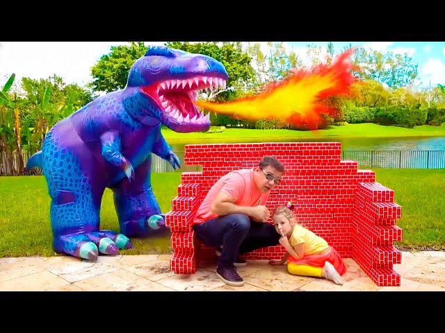 Nastya와 아빠는 공룡과 놀다