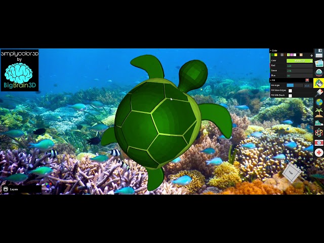 Sea Turtle 3D model converted for MultiColor 3D printing