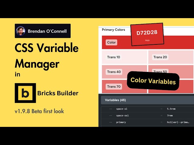 CSS Variable Manager in Bricks Builder - Create HSL Color Variables