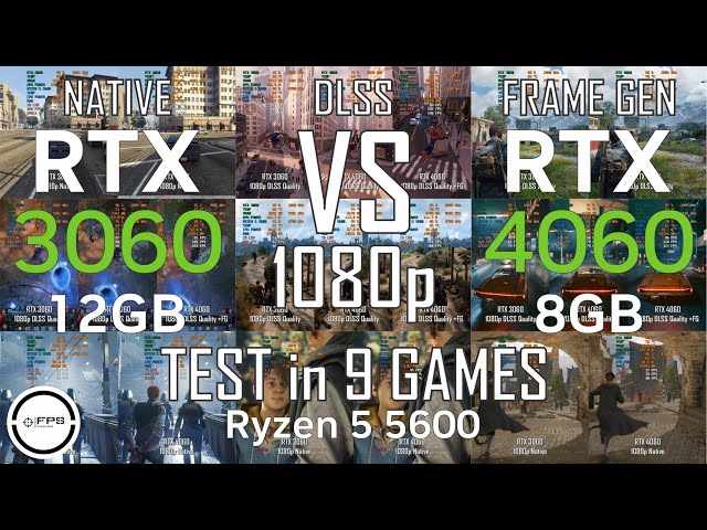RTX 3060 12GB vs RTX 4060 8GB + Ryzen 5 5600 | Test in 9 Games 1080p