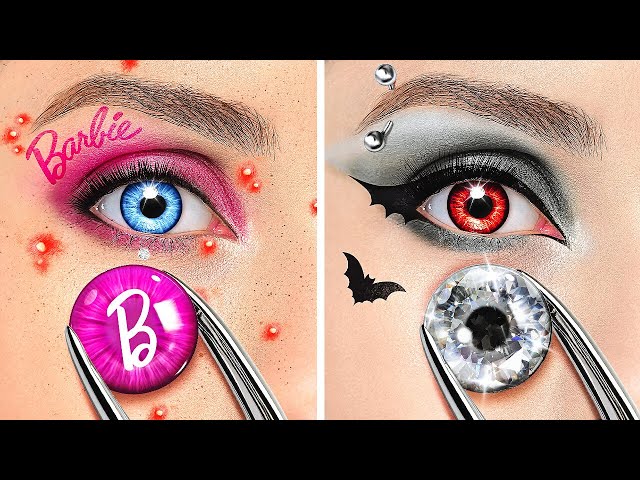 Soft vs Dark Beauty Style || Extreme Makeover From Wednesday to Barbie by 123 GO!