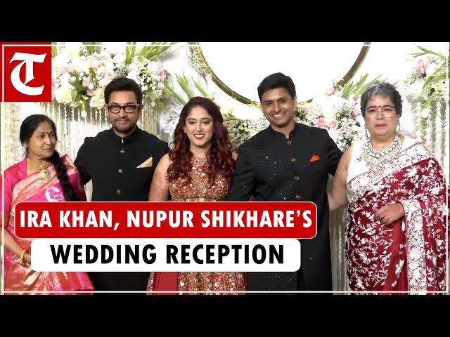 Aamir Khan poses with family at Ira Khan, Nupur Shikhare’s star-studded wedding reception at NMACC