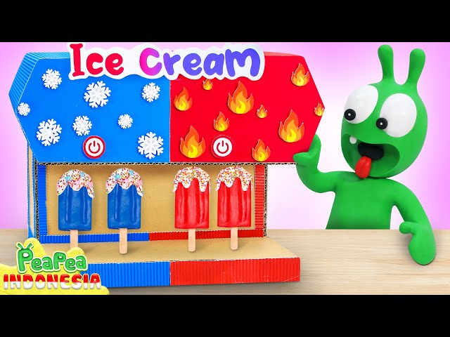 Pea Pea Bermasalah dengan Mesin Penjual Es Krim Panas dan Dingin - video lucu untuk anak-anak